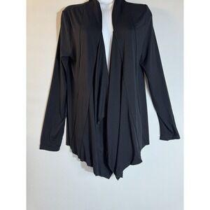 Urban CoCo Women's Drape Front Open Cardigan Irregular Hem Black  Size L